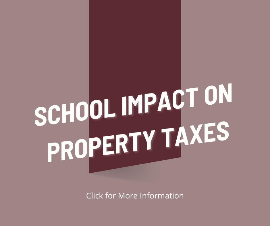 Graphic with School Impact on Property Taxes text