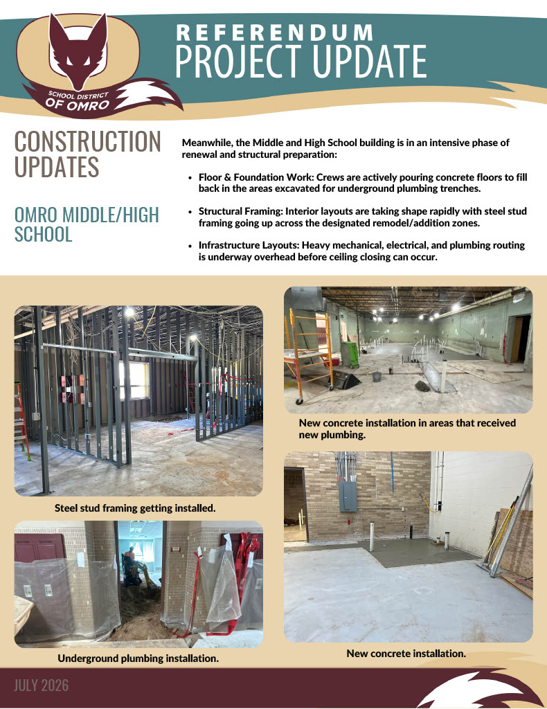 Graphic with four images of construction project updates.