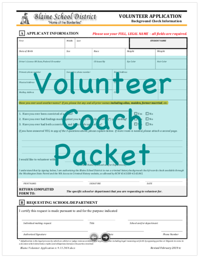 Volunteer Coach Packet