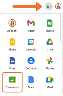 Google waffle and Classroom icon