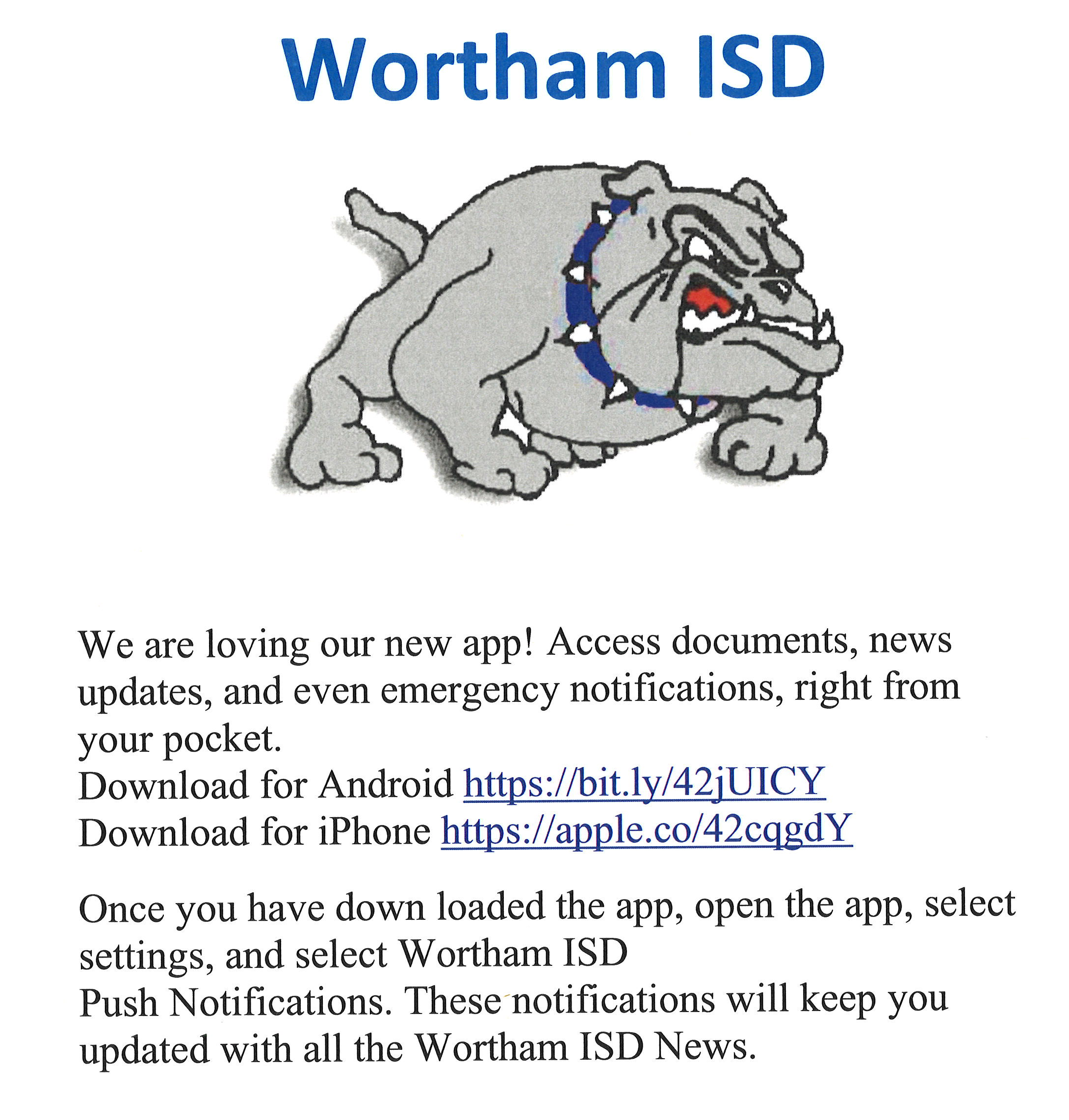 Wortham ISD App and Emergency Notifications