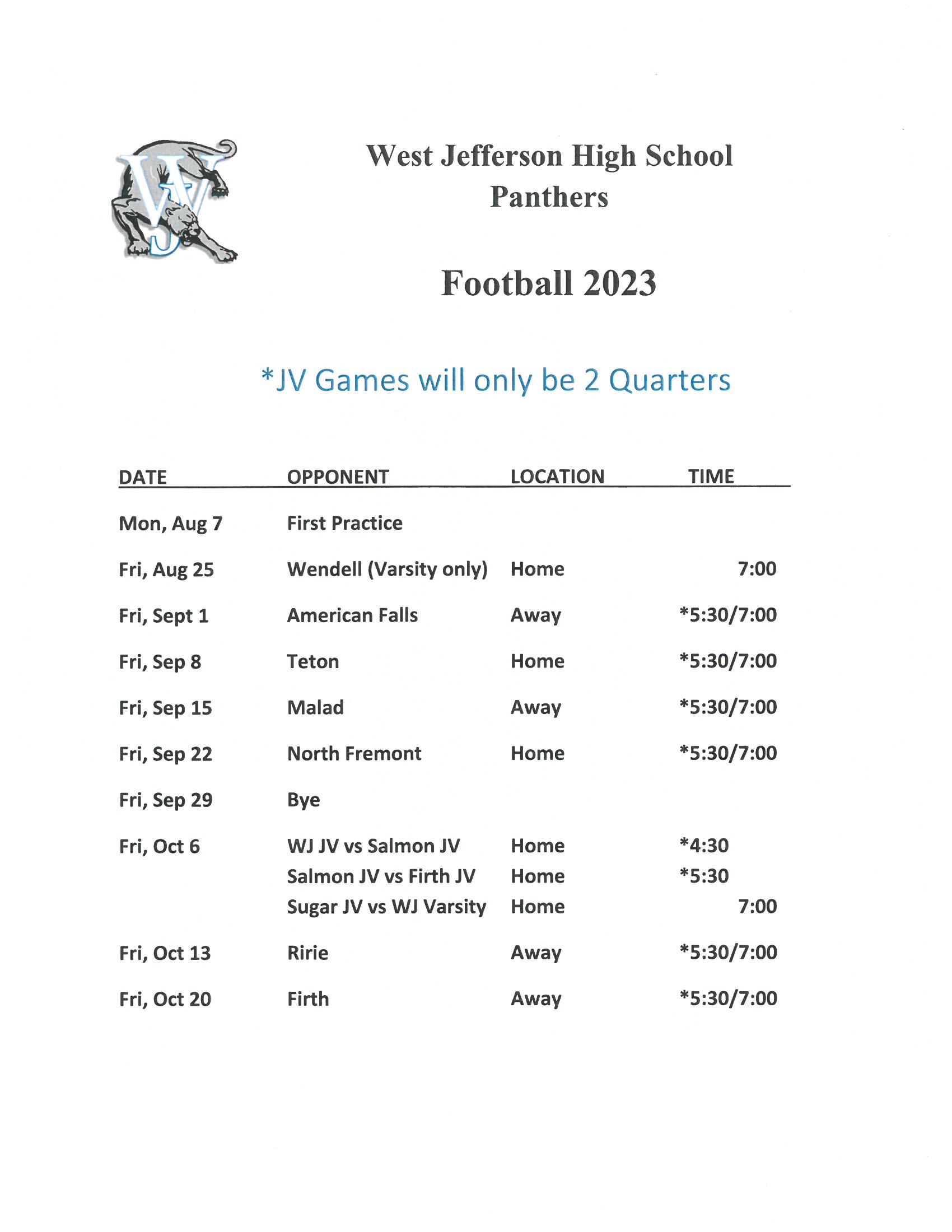 Football West Jefferson High School