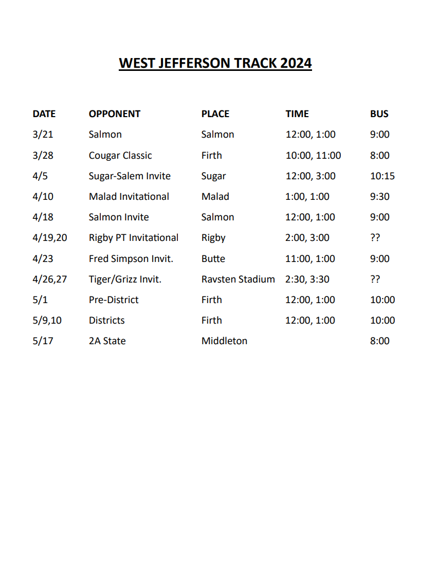 Track Schedule