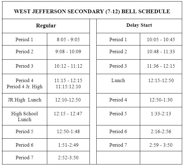 Secondary Bell Schedule