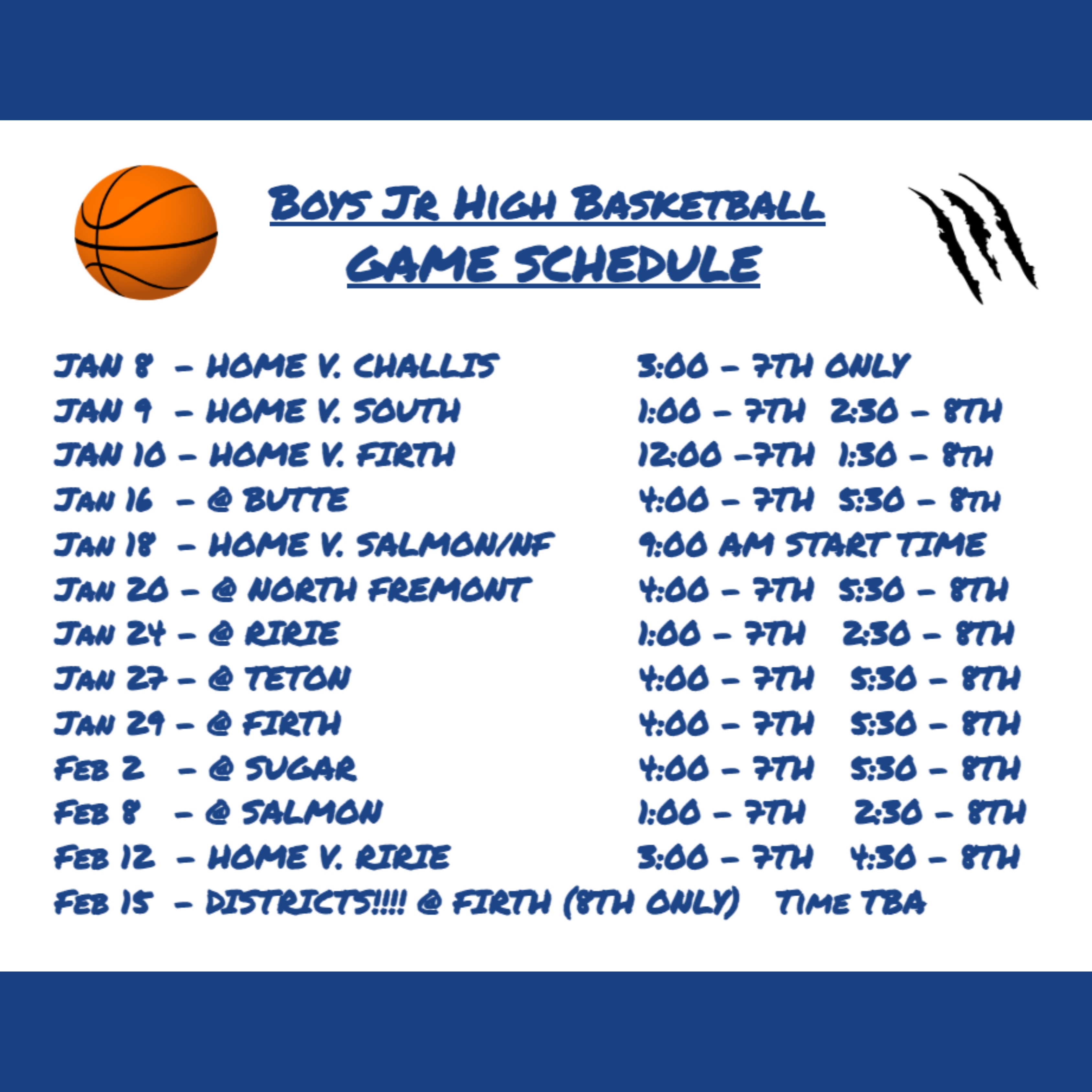 JH BBB Schedule 2025