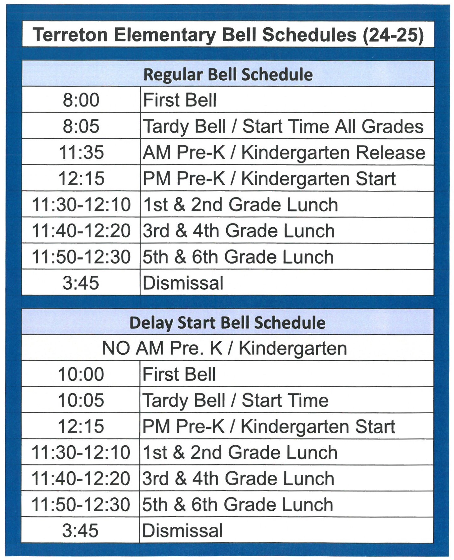 TE Bell Schedule