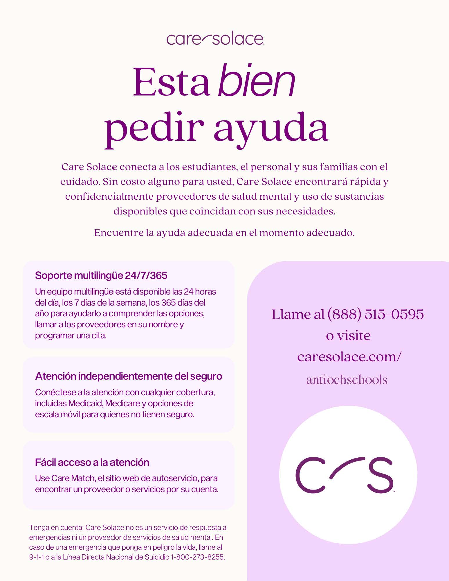 Care Solas Spanish Flyer