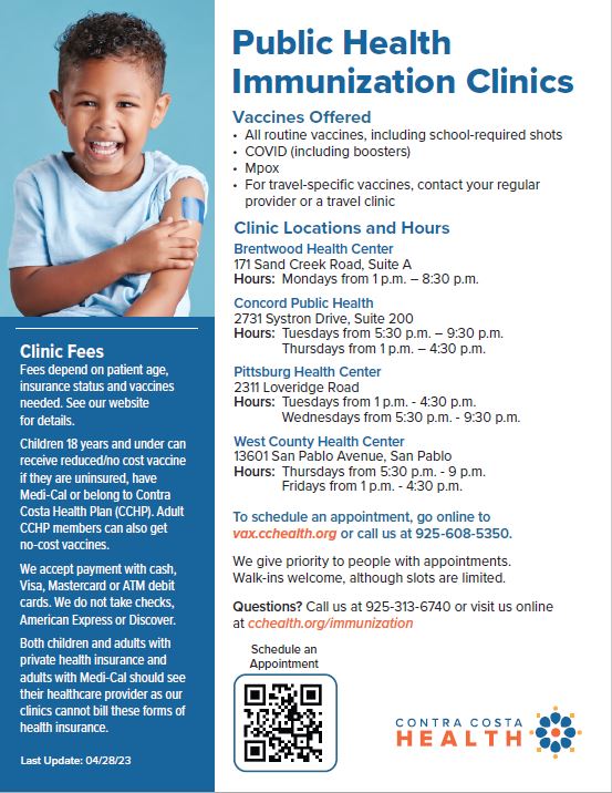 Public Health Immunization Clinics Flyer