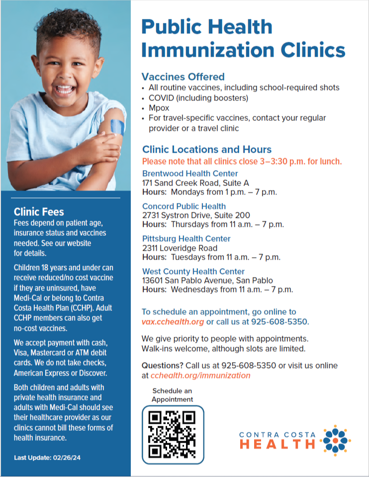 Public Health Immunization Clinics Flyer