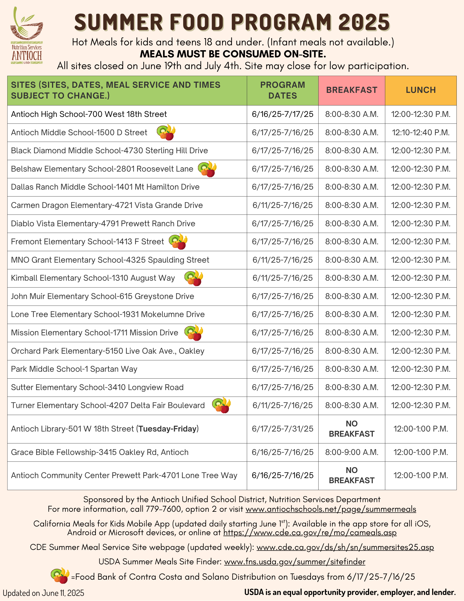 Summer Meal Sites Flyer 2025