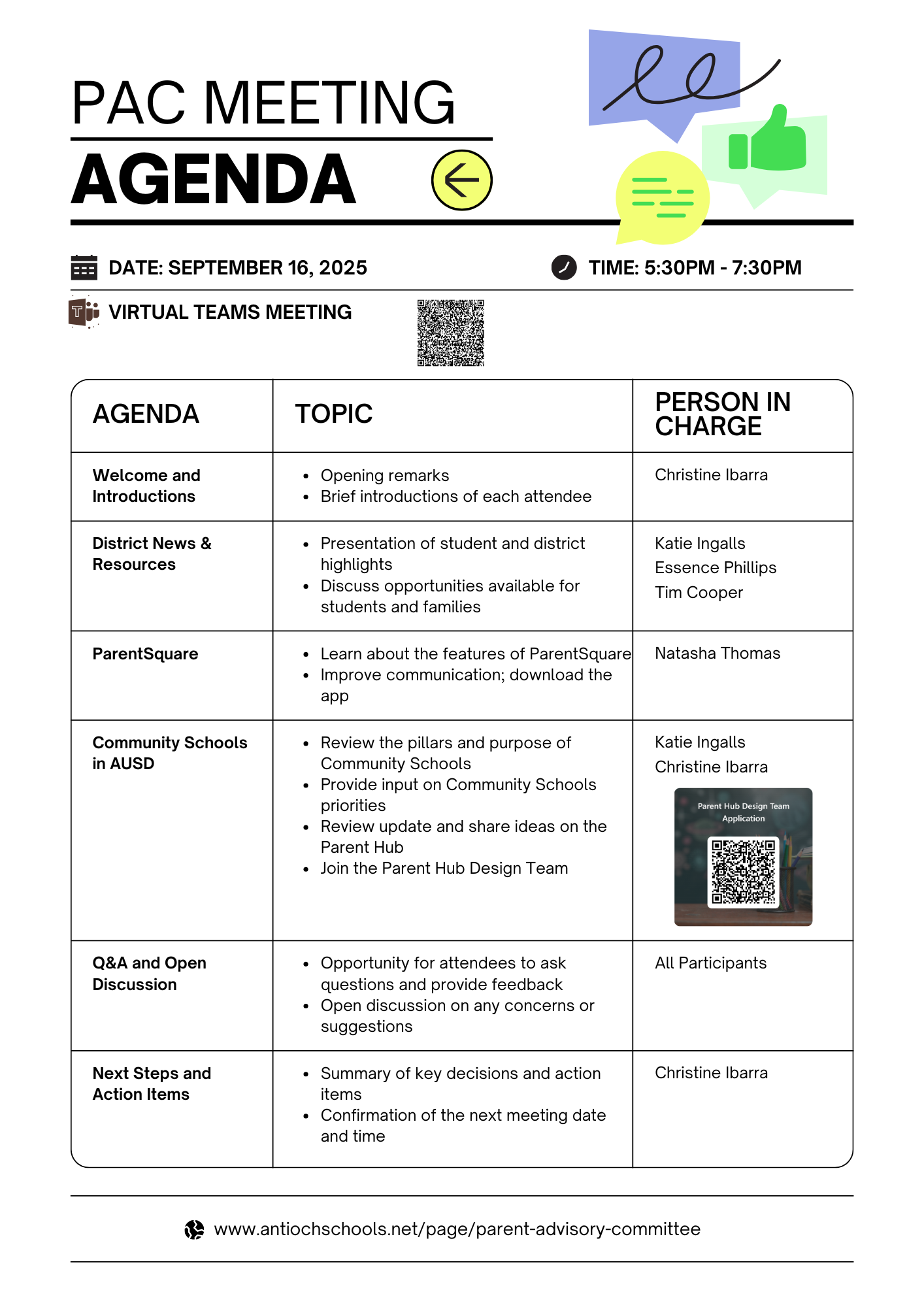 PAC meeting Agenda