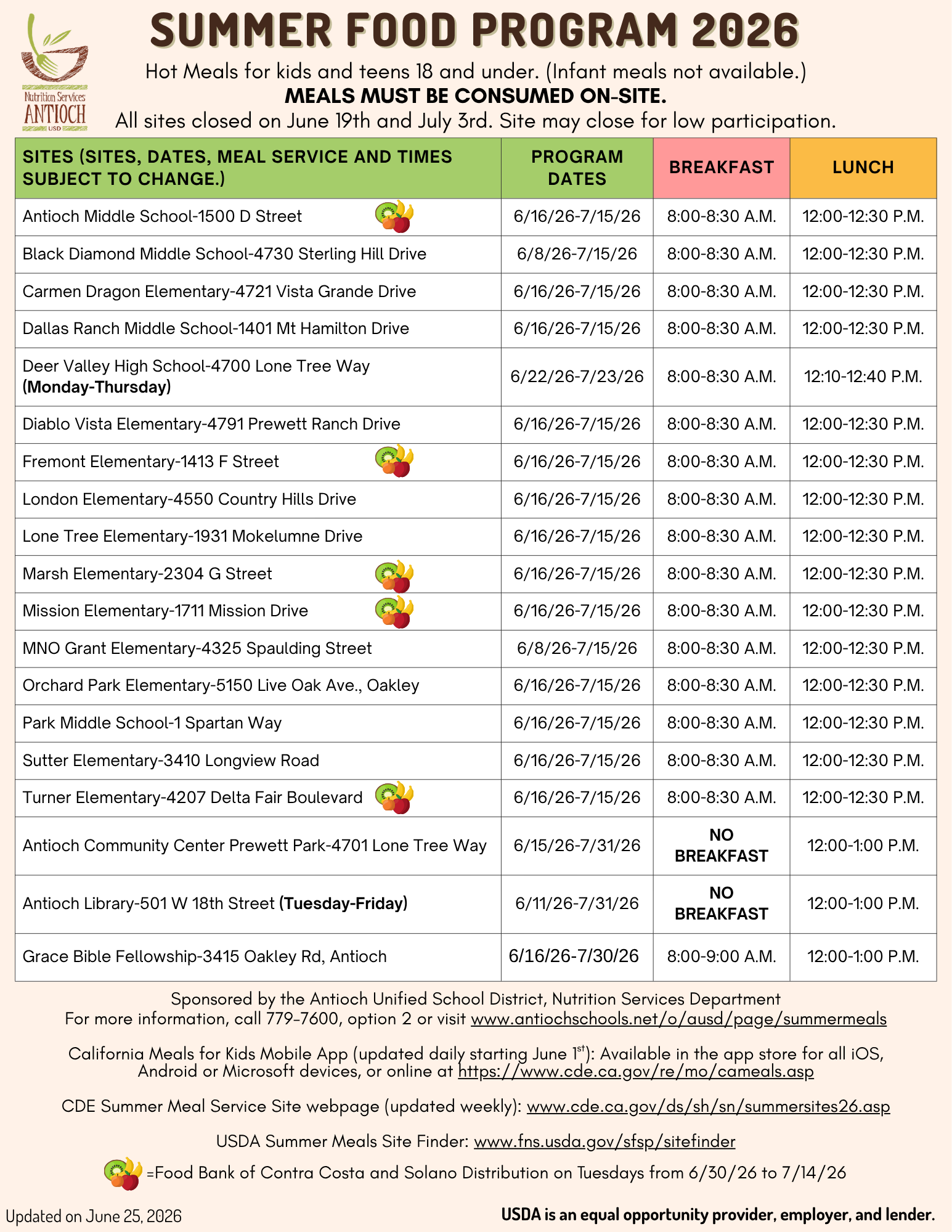 Summer 2026 Flyer Updated June 25, 2026