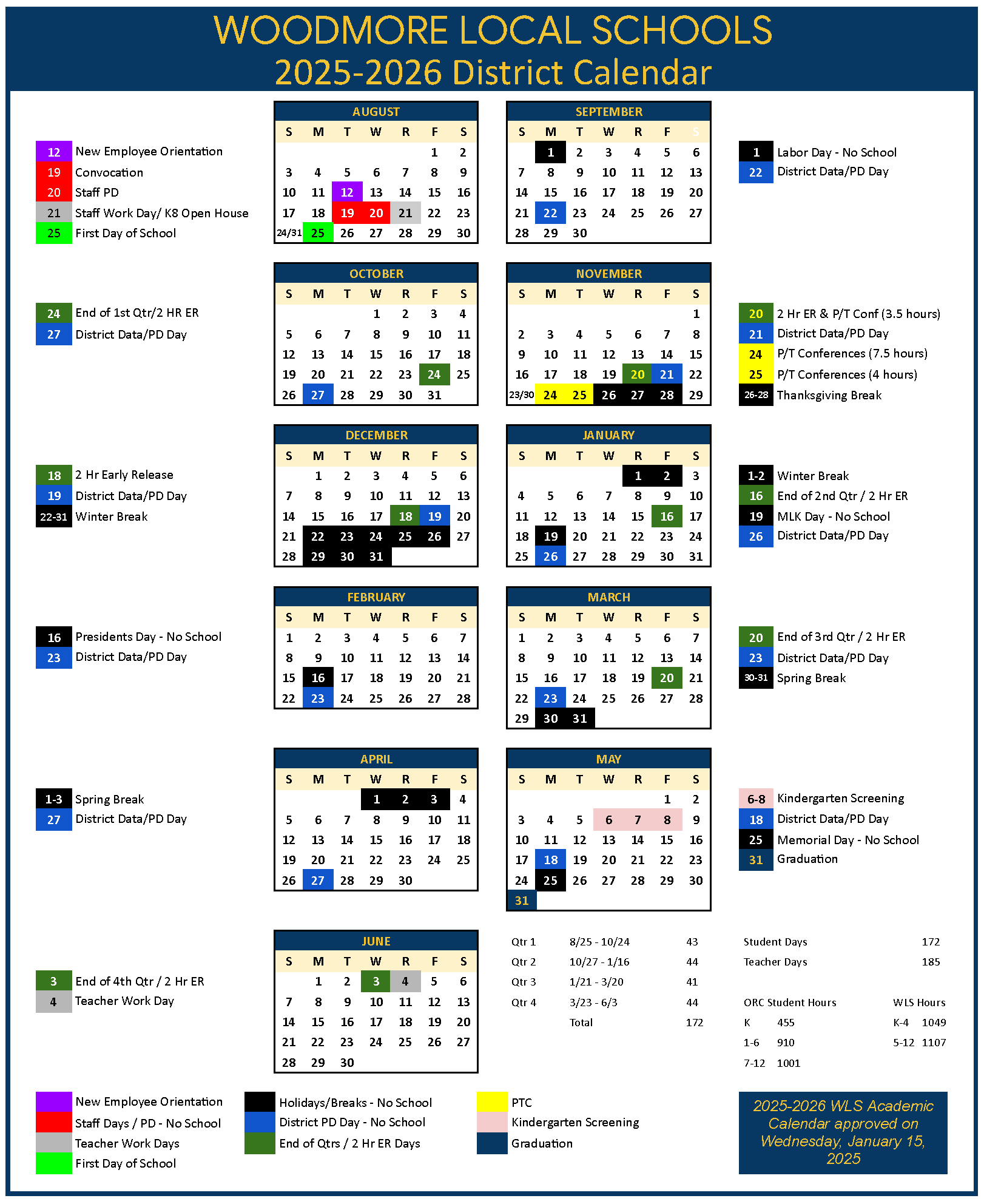 Image is district calendar for 25-26. For a full pdf copy, click the button below the picture