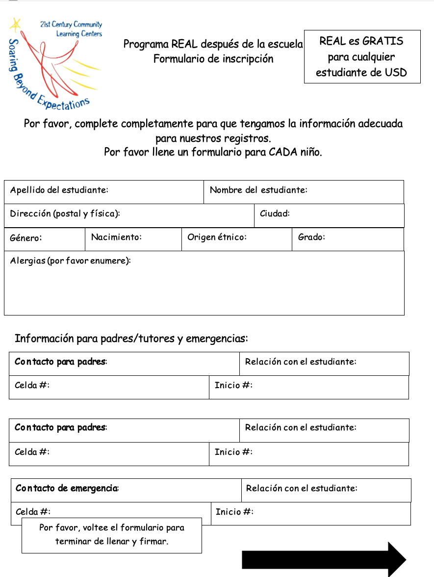 Spanish Enrollment Form