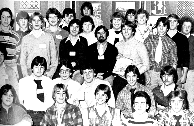 1980 Art Club taking a group picture smiling