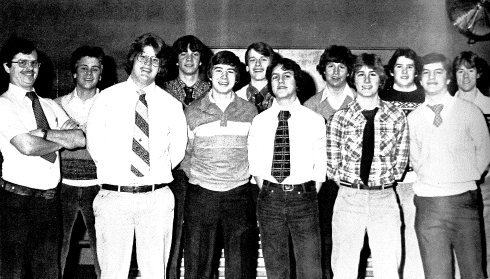 1980 Pep Band standing and smiling