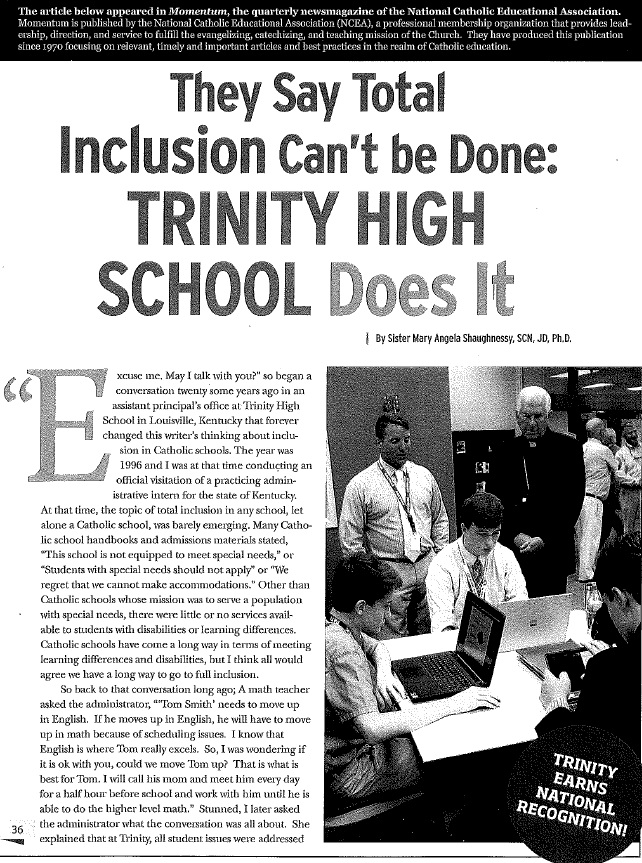 they say total inclusion can't be done: trinity high school does it