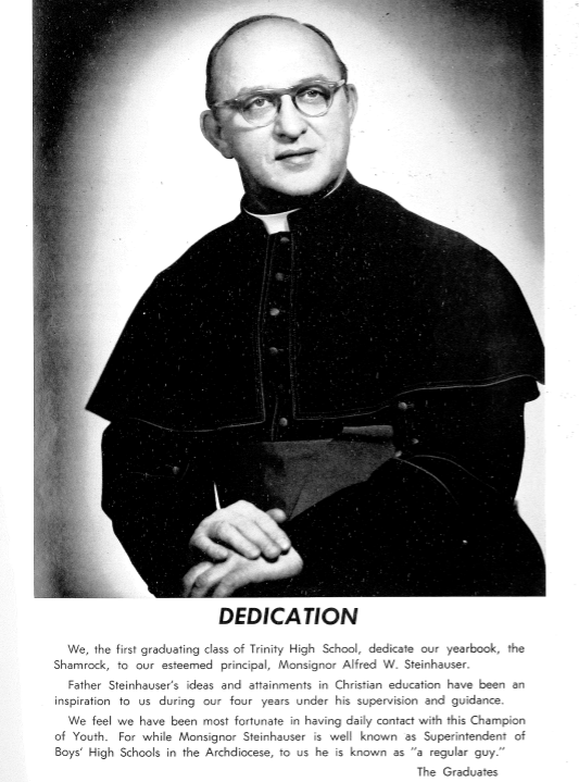 Msgr. Steinhauser’s Yearbook Dedication from the First Grad Class