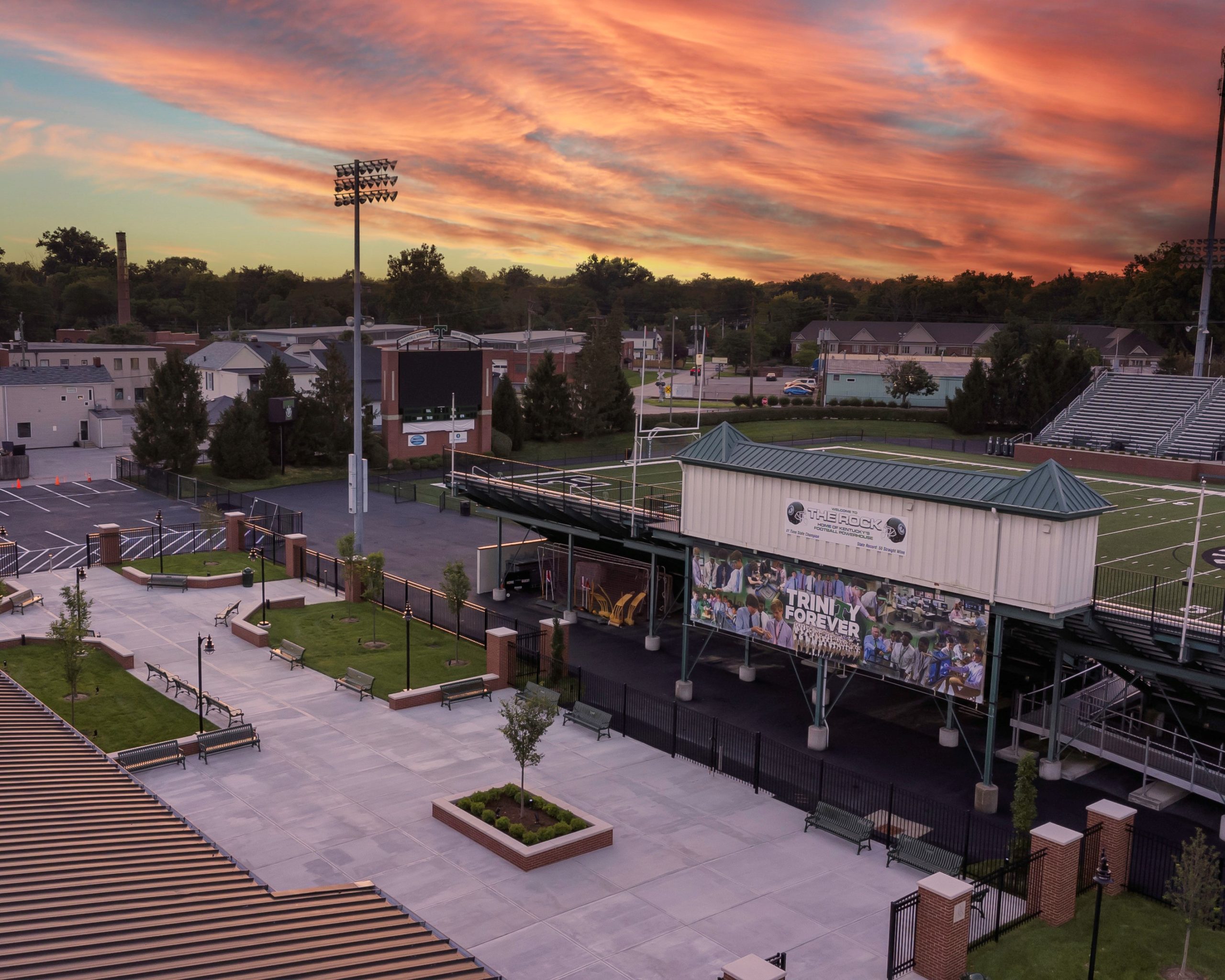 Field Courtyard with the sunset