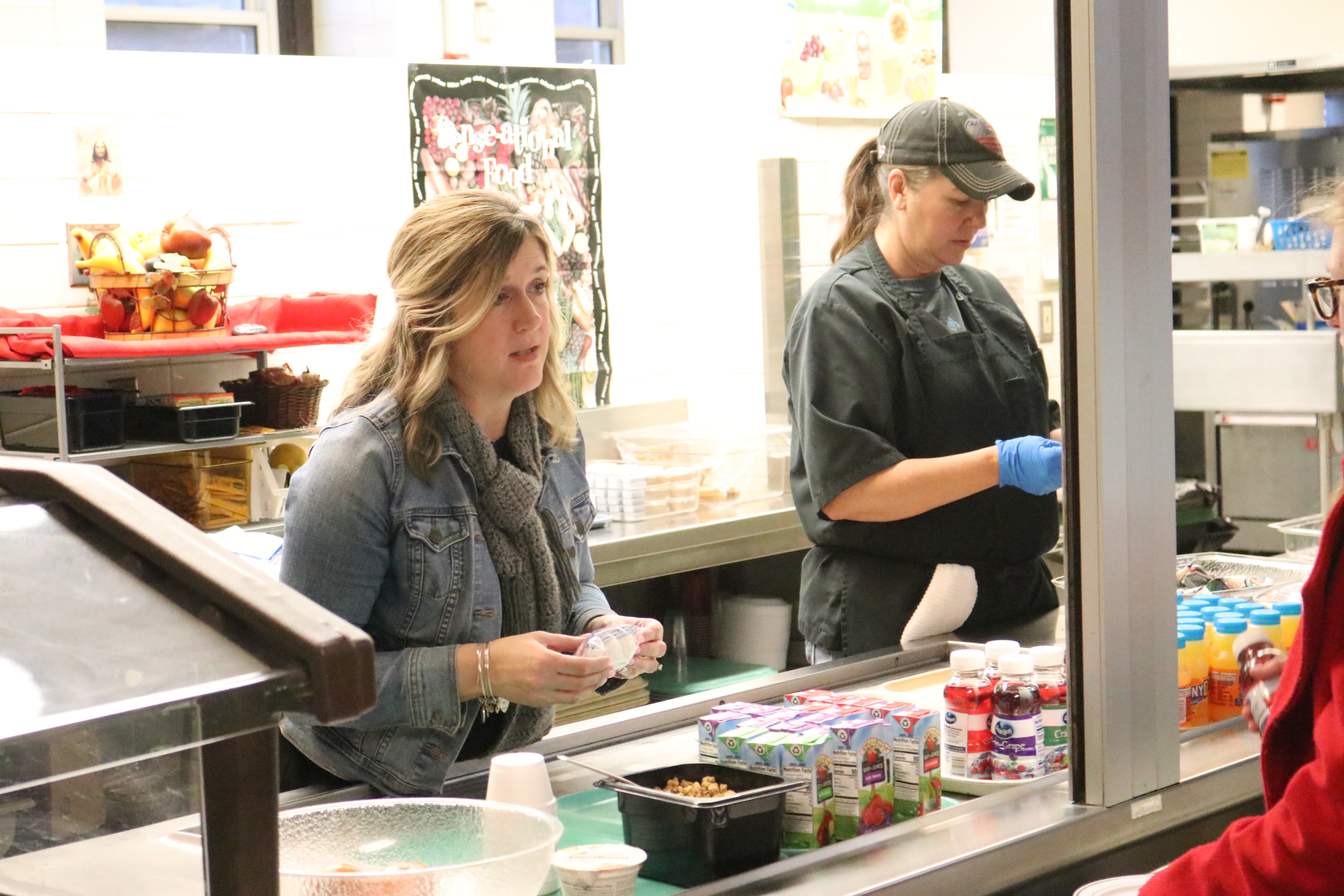 2 staff in the cafeteria