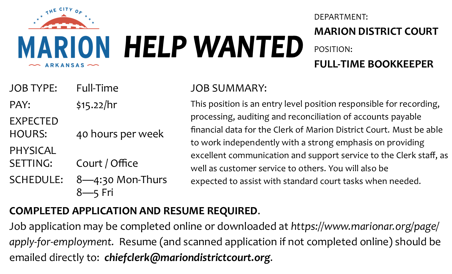 Job Opportunities City of Marion