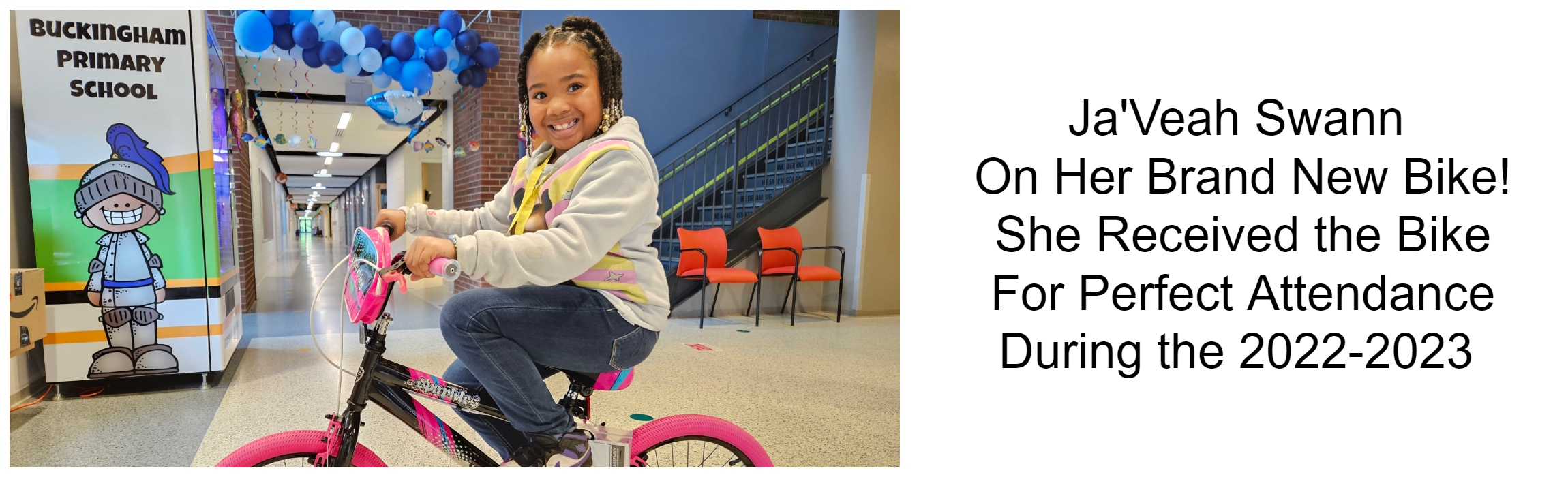 Ja'Veah Swann  On Her Brand New Bike! She Received the Bike For Perfect Attendance During the 2022-2023 