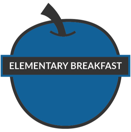 elementary breakfast text on a apple