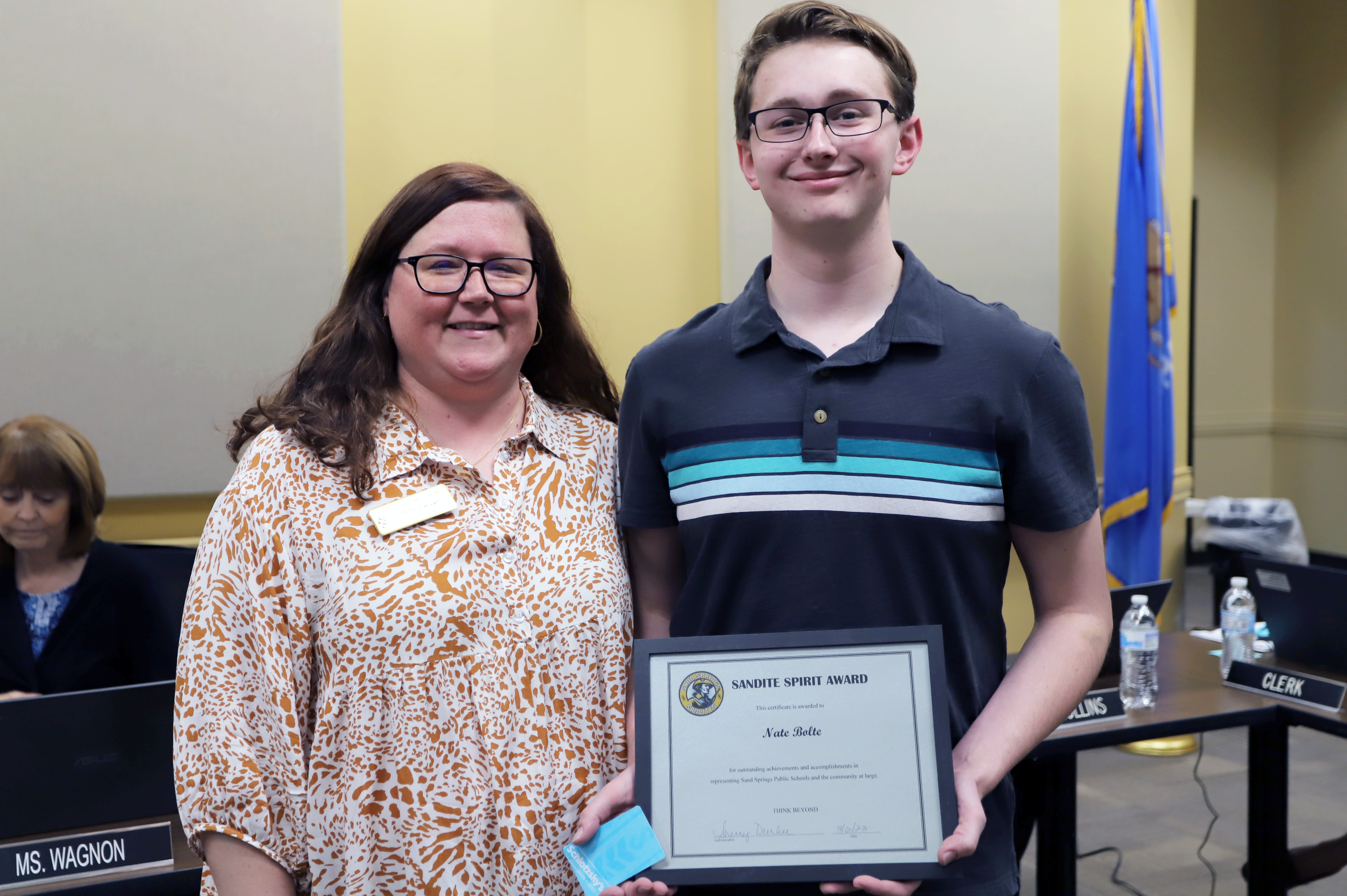 Nate Bolte Recognized at board meeting