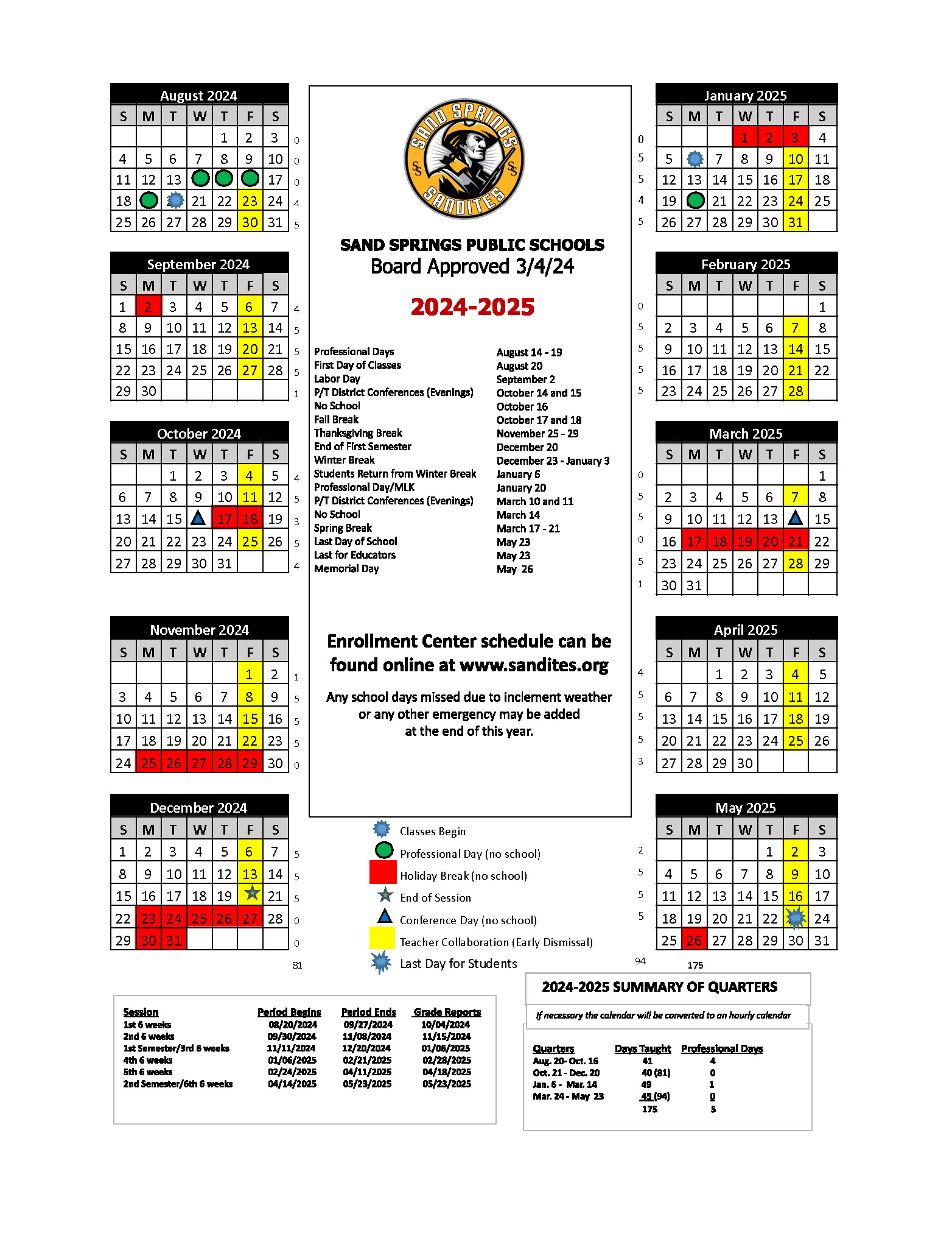 2024-25 Instructional Calendar