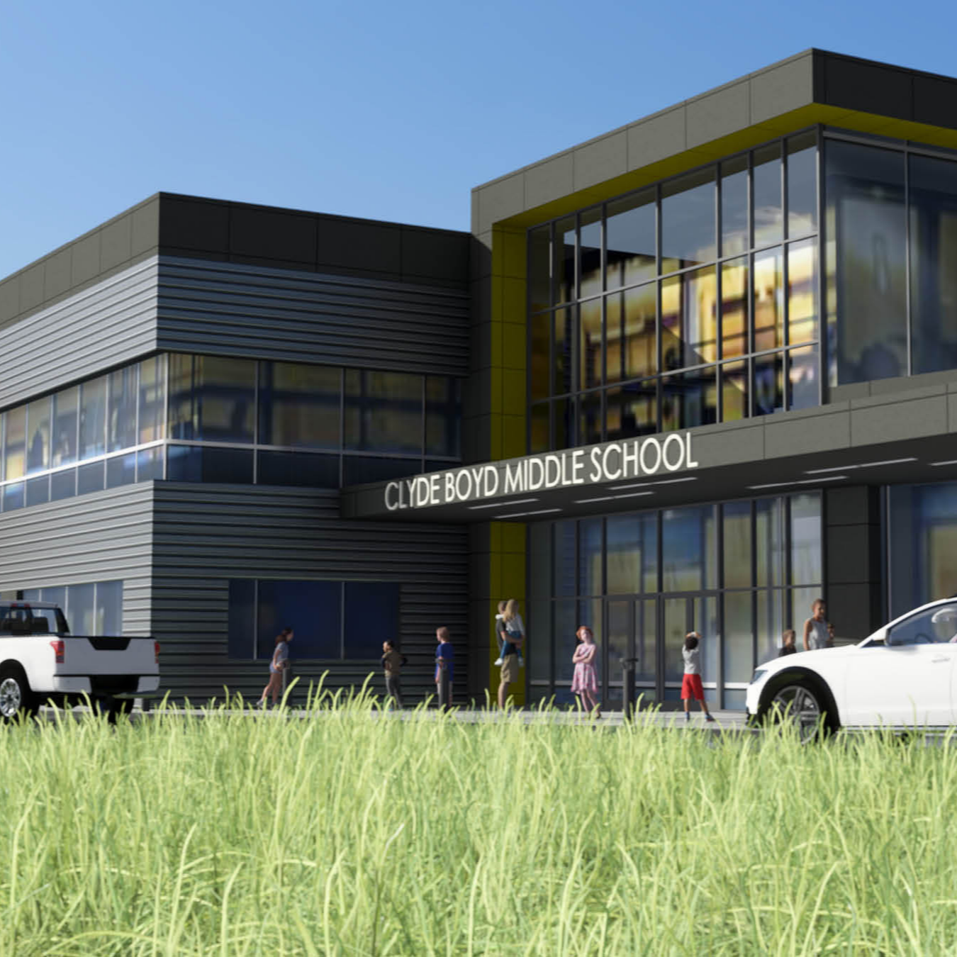 Rendering of future Clyde Boyd Middle School 7th and 8th grade center