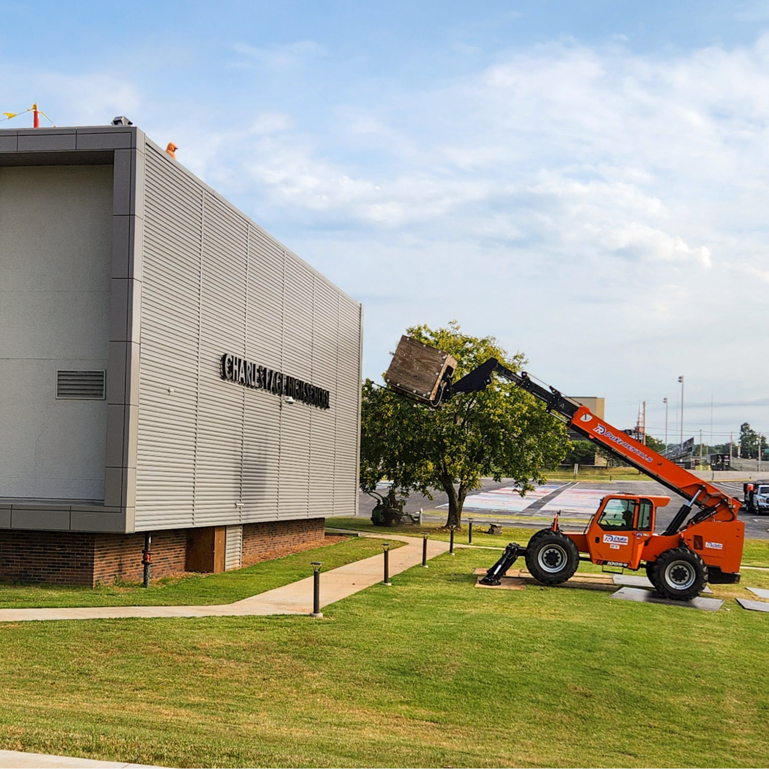 Construction vehicle at Charles  Page High School