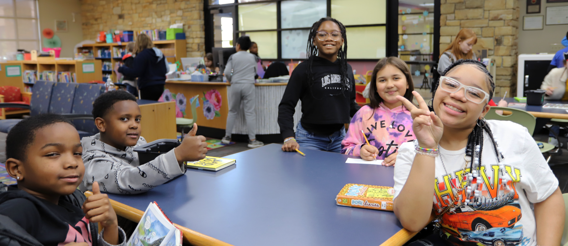 Students in library