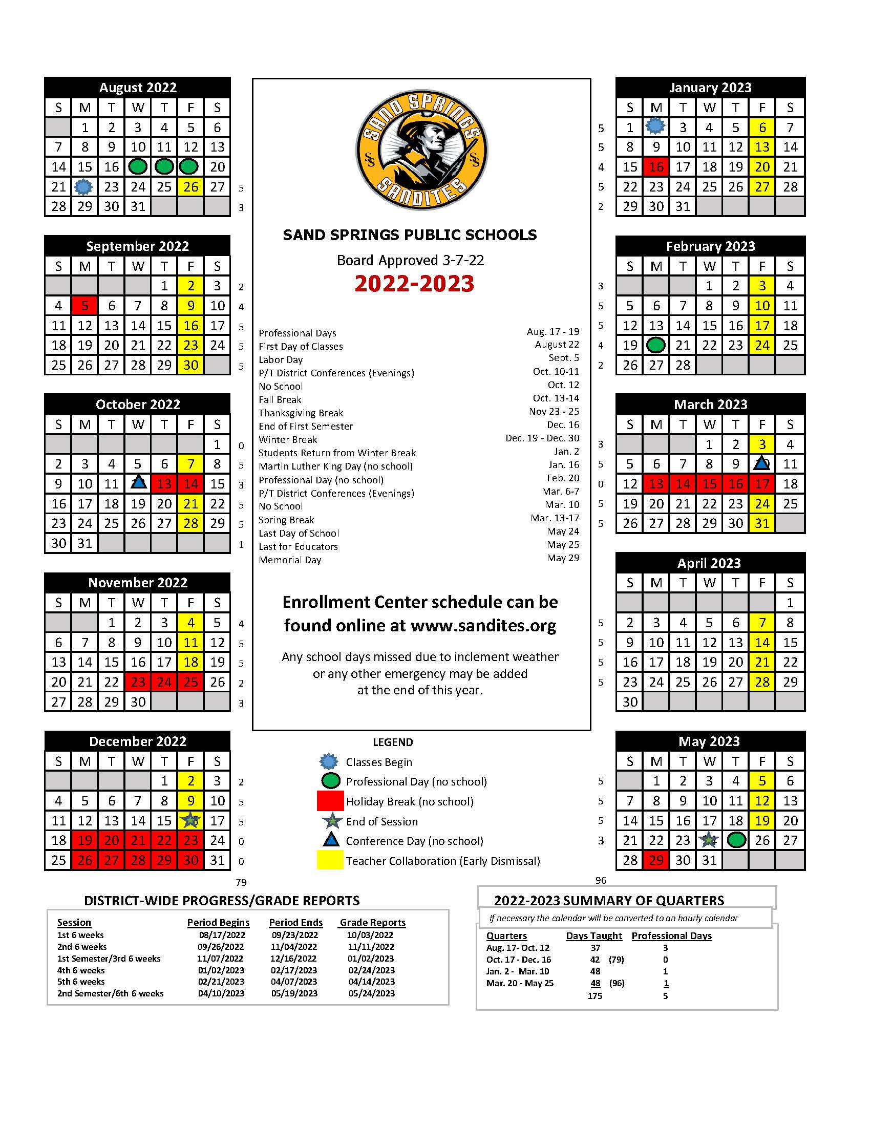 Approved School Calendar 2022-2023