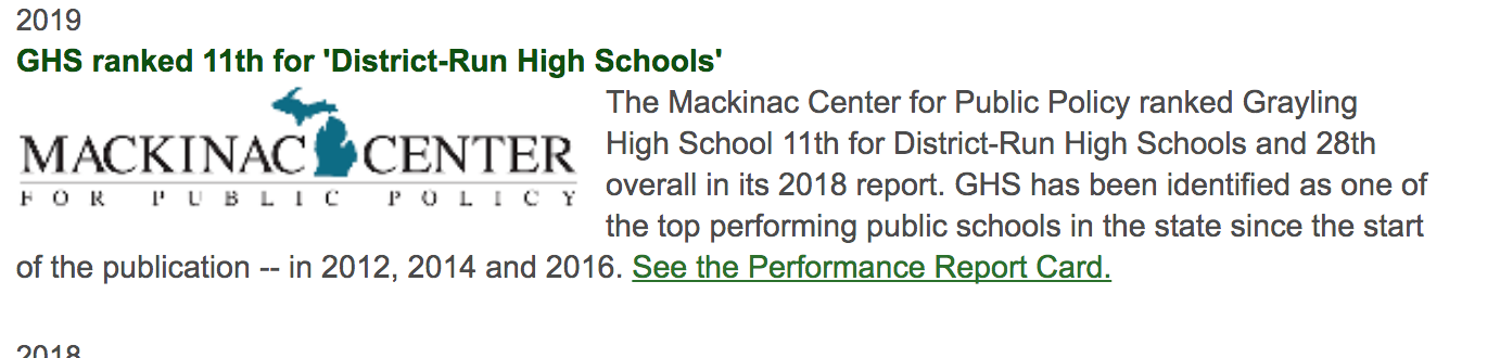 2019 GHS ranked 11th for District-Run High Schools