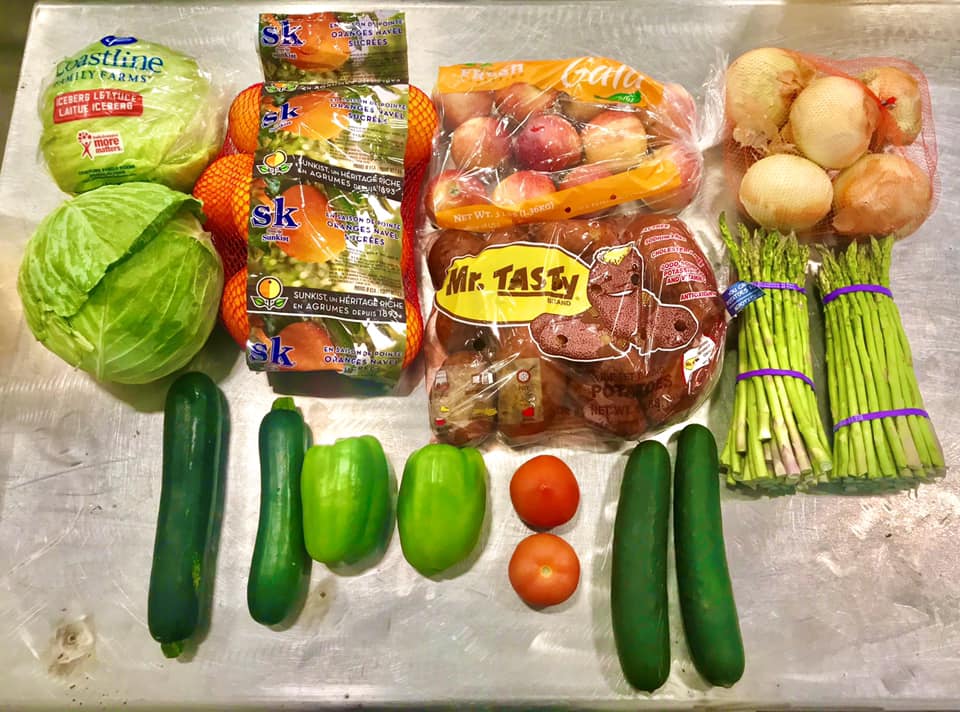 vegetable donations on table