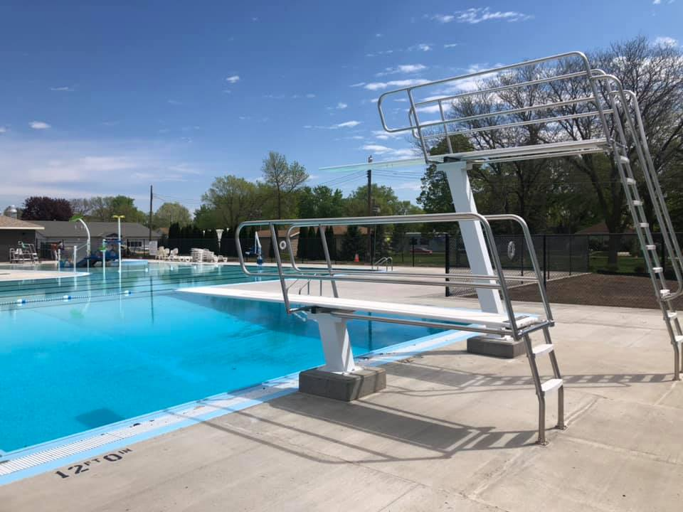 The dive board at the lennox community pool