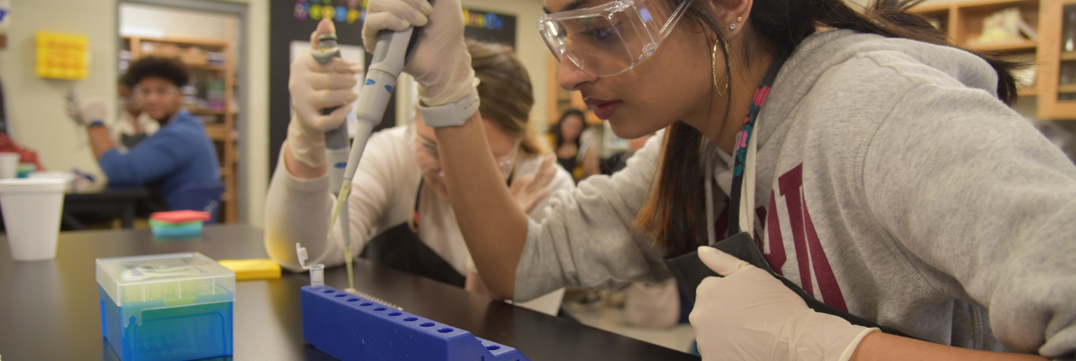 students doing science