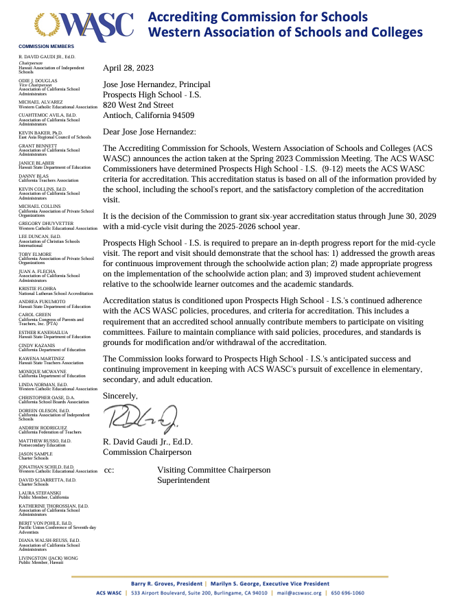 WASC Letter
