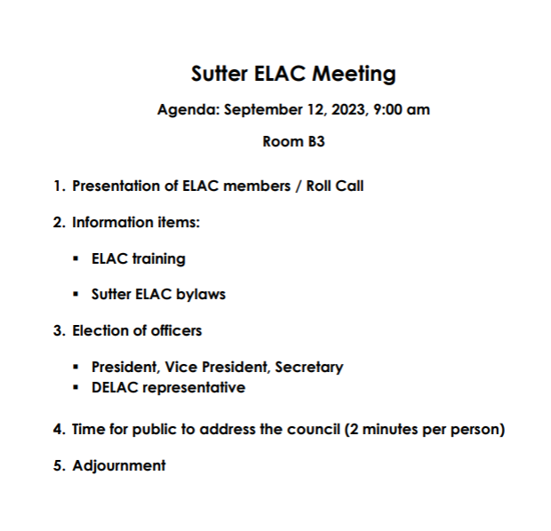 ELAC agenda Sept.