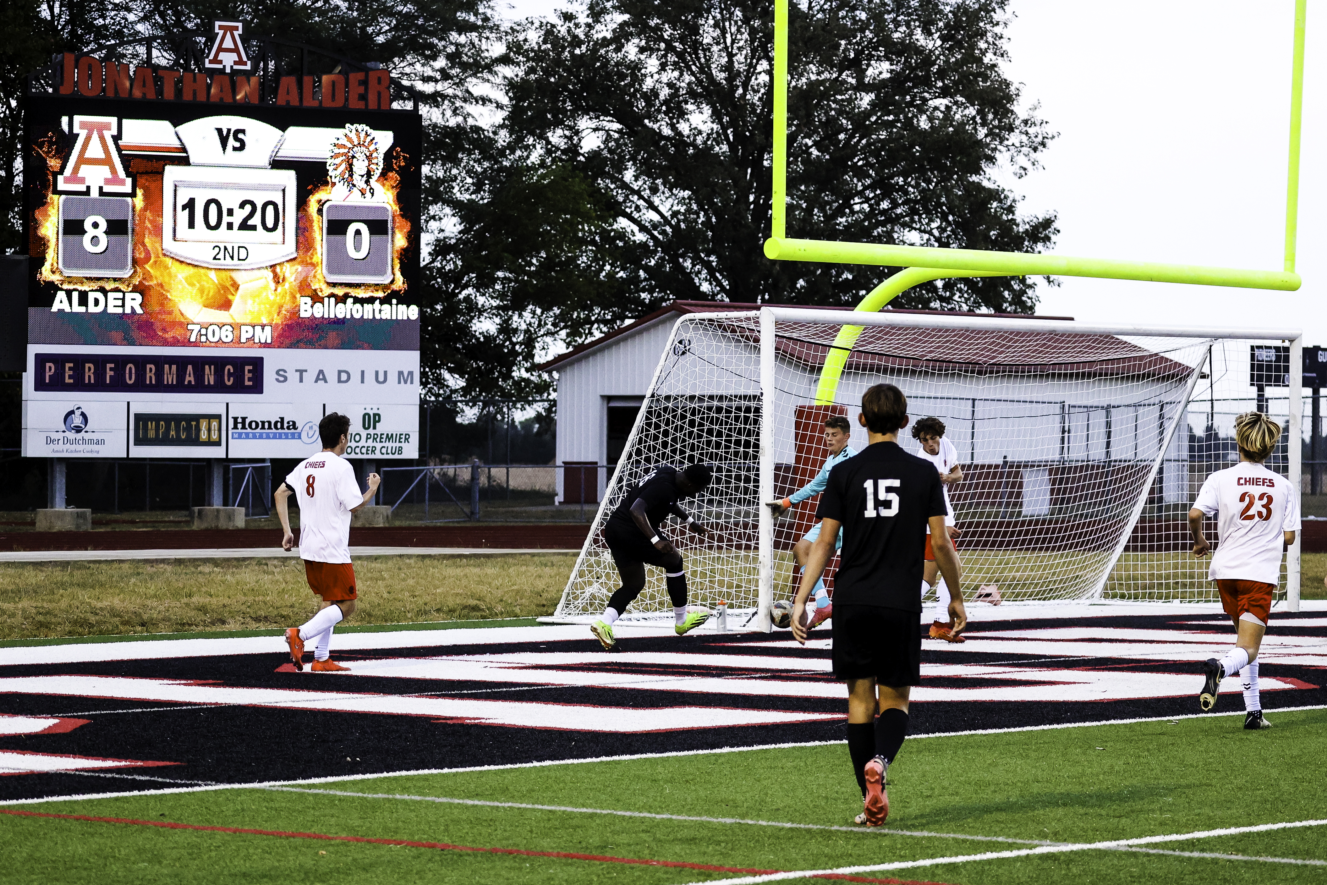 players going for the goal