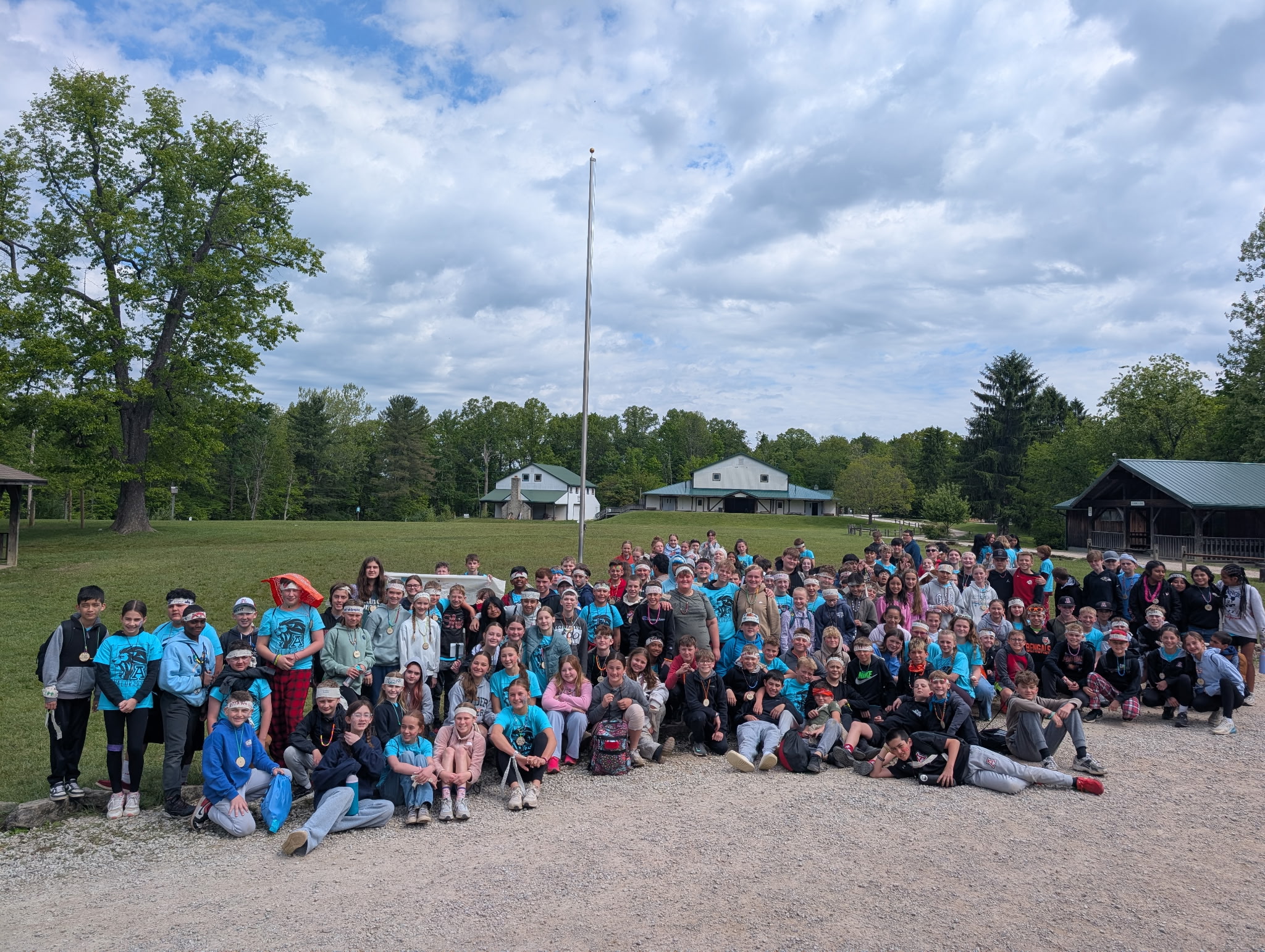 students and staff at camp
