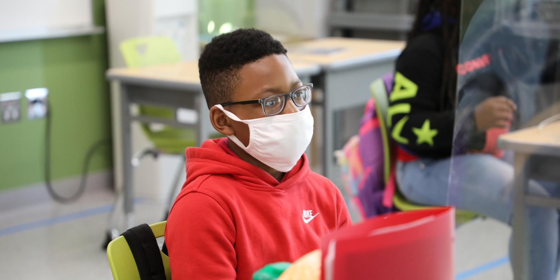 Student with face mask