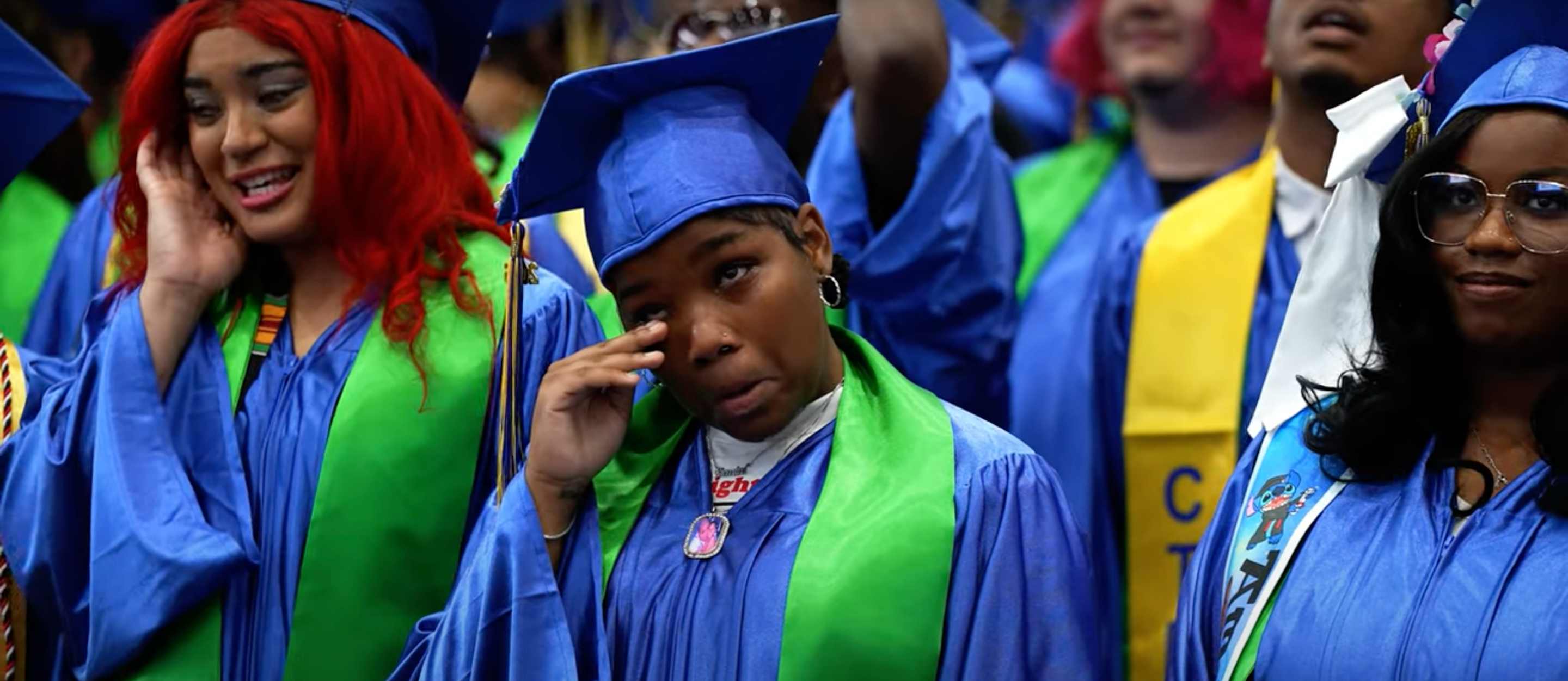 Student gets emotional at a 2025 High School Graduation Ceremony