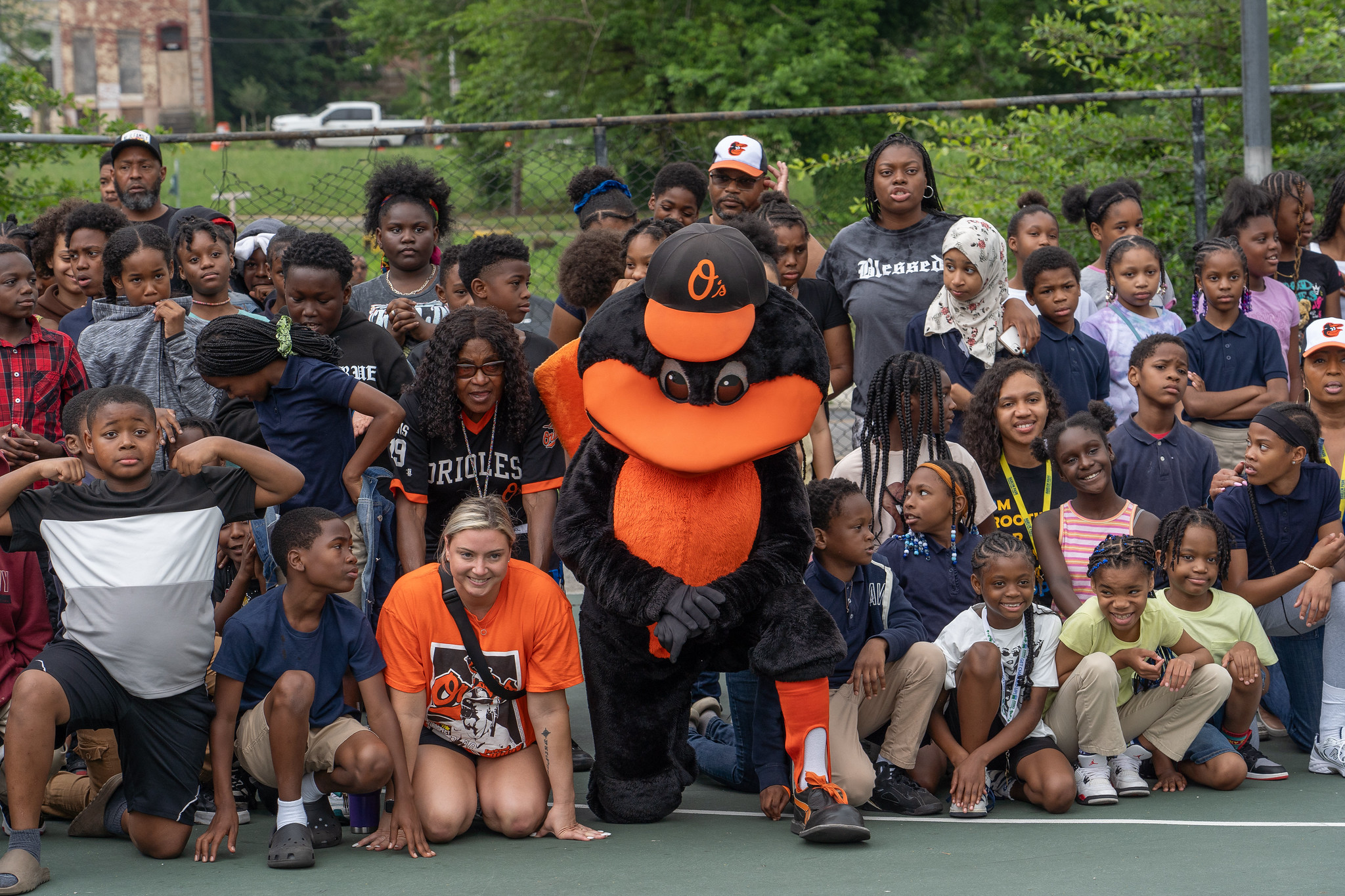 Orioles Bird with students