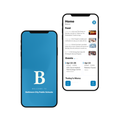 Picture of cell phone with the City Schools app