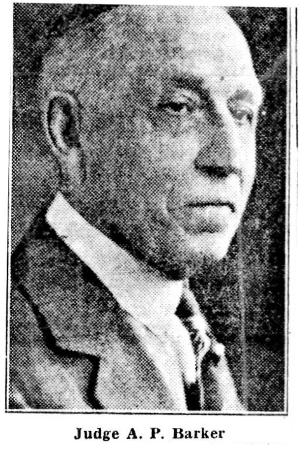 Black and white photo of Judge A. P. Barker