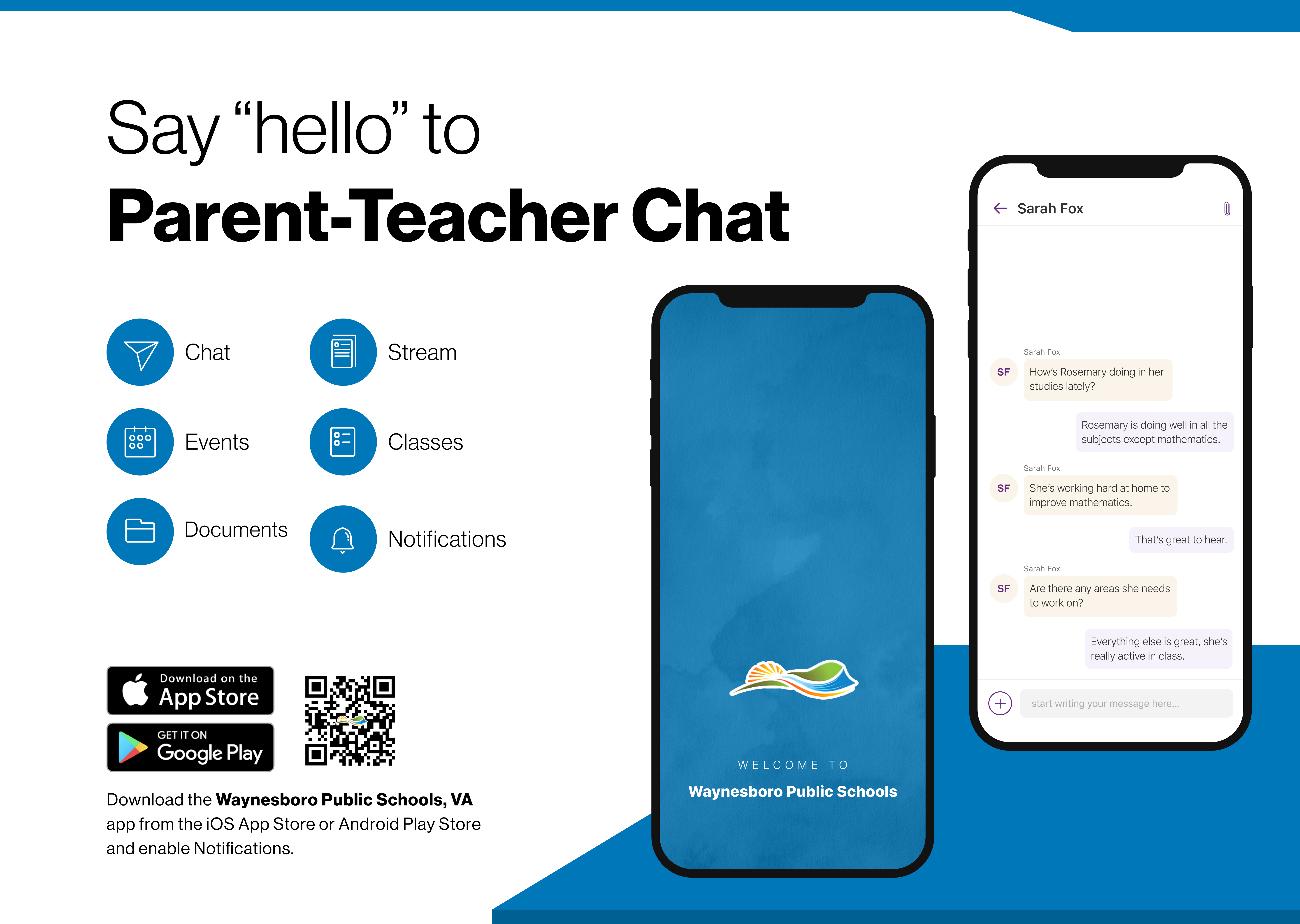 Say hello to Parent-Teacher chat in the new Rooms app. Download the Henderson County Schools app in the Google Play or Apple App store.