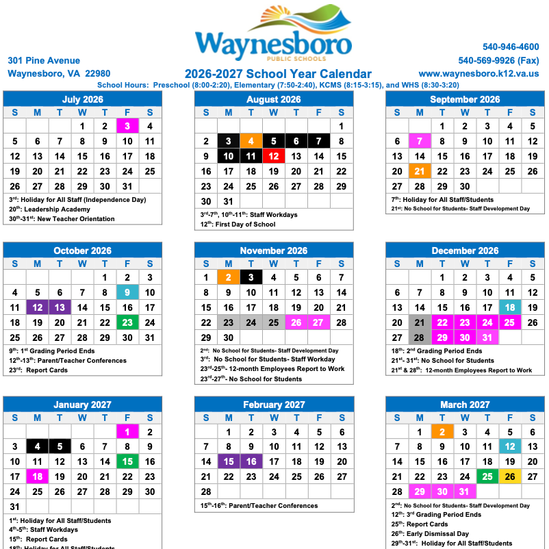 2026-2027 Calendar