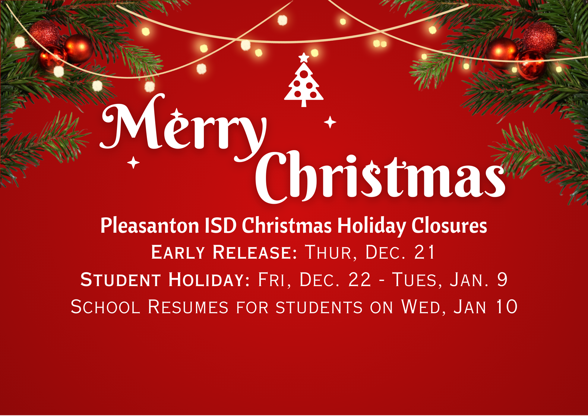 PISD Holiday Closures