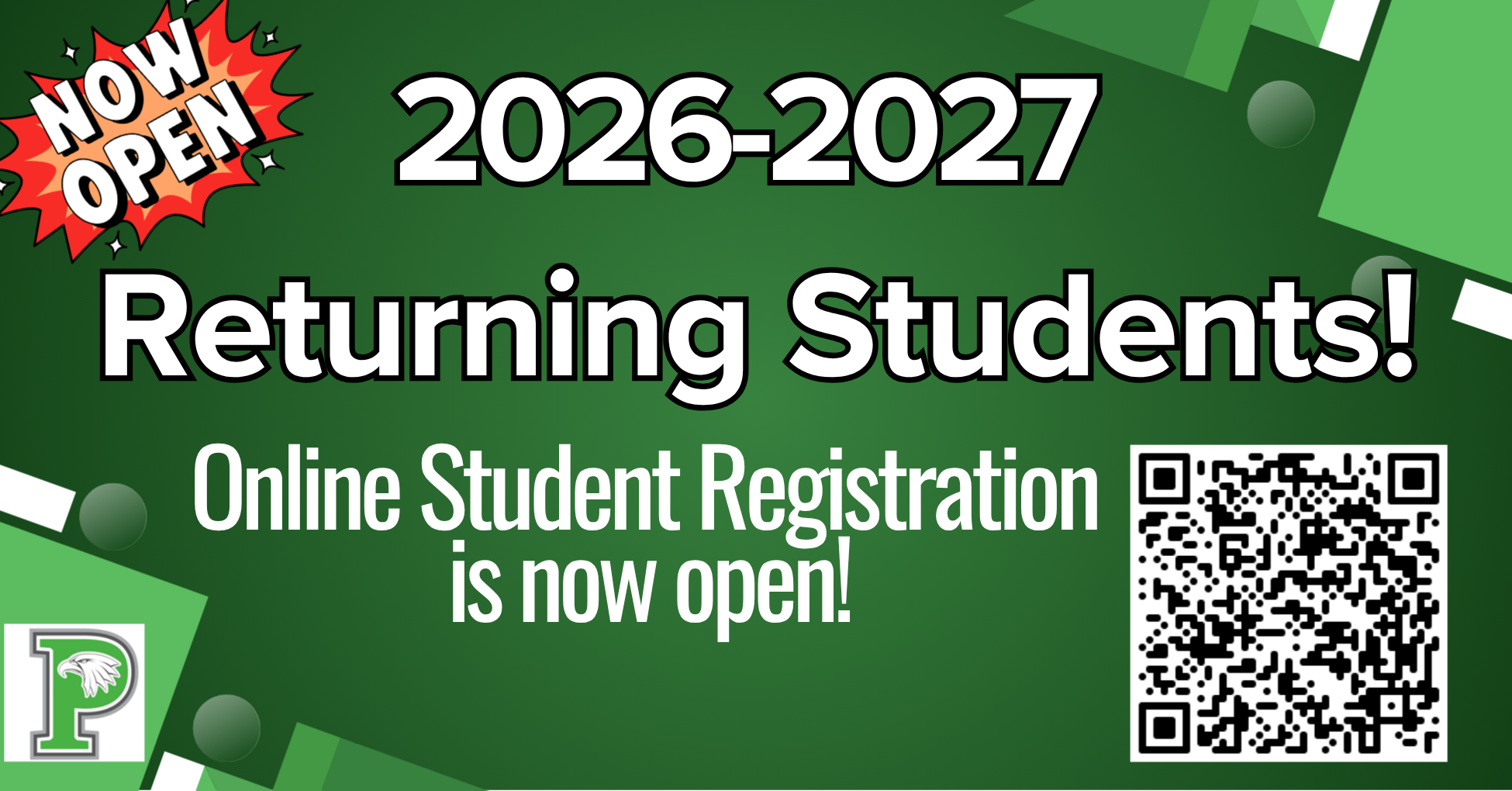 2026-2027 Returning Student Online Registratiopn is now open. 